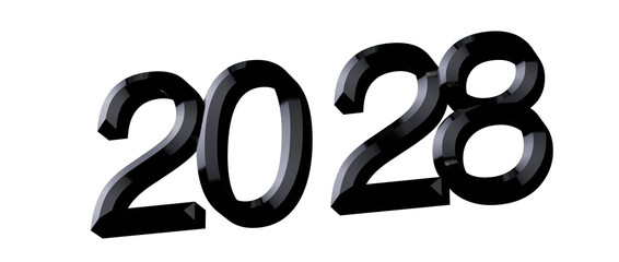 Bold 2028 text illustration for New Year's or futuristic concept, on white. Great for greetings and © vegefox.com