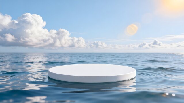 White circular platform in ocean