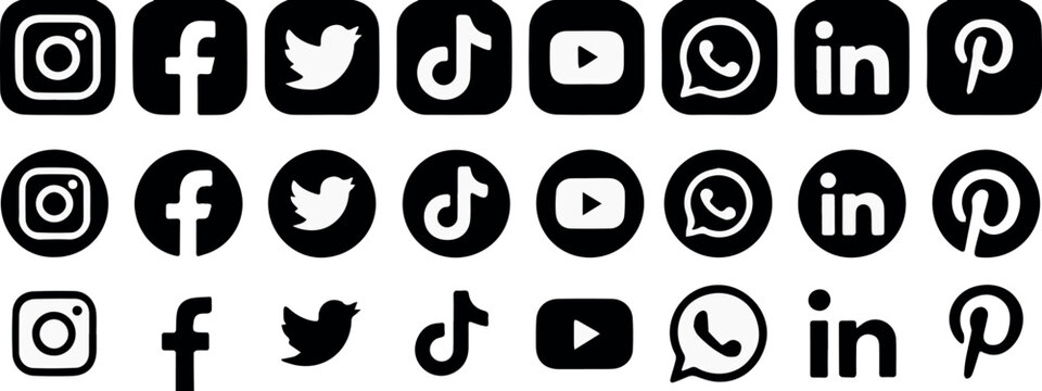 icons social media logos youtube whatsapp linkedin pinterest