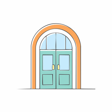 Arched Double Doors with Transom Window