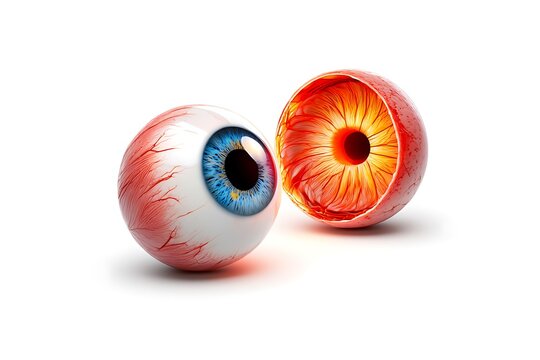 Dissected Human Eyeball Anatomy Blue Iris Red Veins dissection