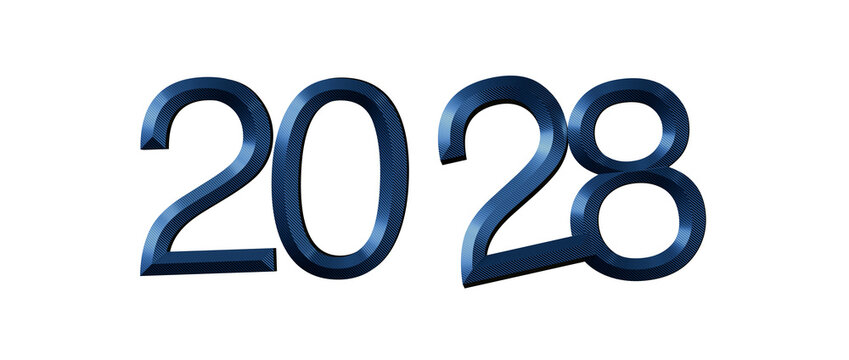 2028 text isolated on white background. Illustration for the new year. Happy New Year 202