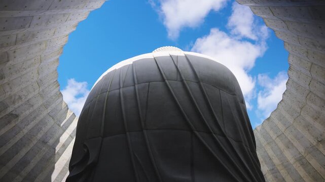 Huge Buddha Statue, Back with Opening to Blue Skies, Sapporo Japan