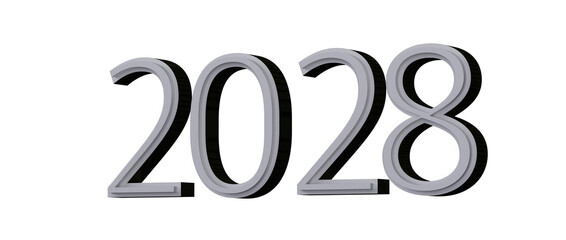 2028 year text in 3D with light gray and black colors, perfect for new year greetings and holiday pr © vegefox.com