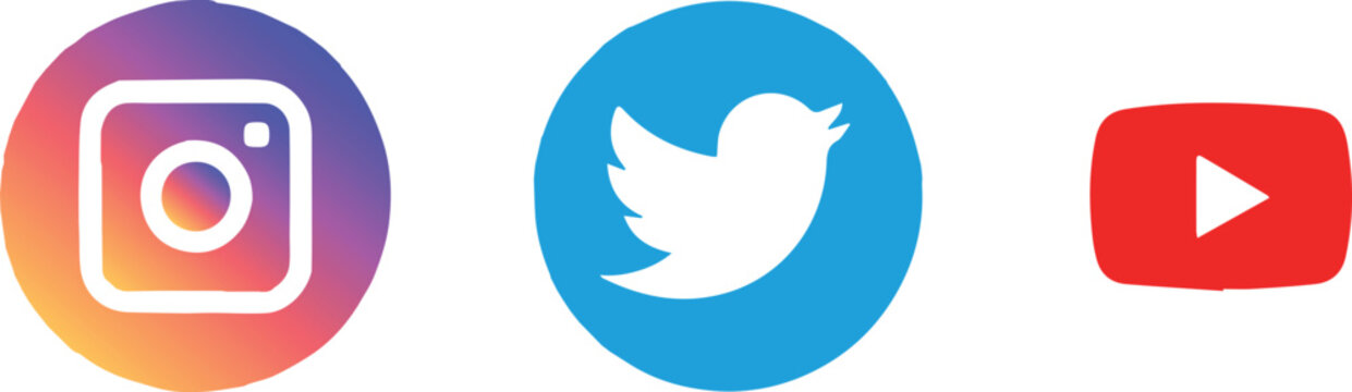  icon set instagram twitter youtube circle logo collection