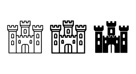 Castle Icons Set, Medieval Fortress Symbols, Royal Palace Vector Graphics, Fantasy Landmark Illustrations © Sharmin