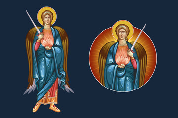 Obraz premium Archangel Uriel. Illustration - fresco set in Byzantine style