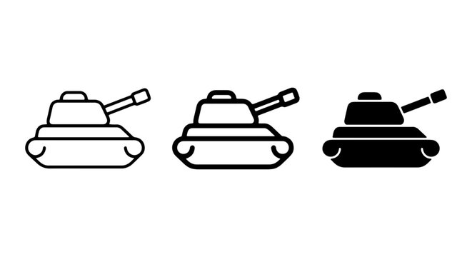 Military Tank Icons, Armored Vehicle Vector Set, Combat Machine Graphics, War Technology Symbols