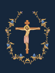 Naklejka premium Good Friday. Decorative vintage floral illustration in Byzantine style
