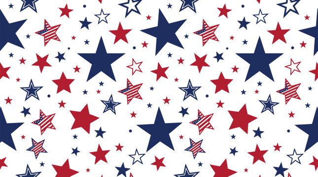 Usa patriotic stars and stripes pattern american holiday seamless design element