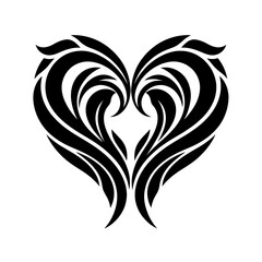 Obraz premium Black and White Tribal Heart Tattoo Design on Plain Background
