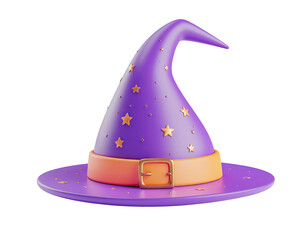 Fototapeta premium Purple Wizard Hat with Golden Stars and Buckle