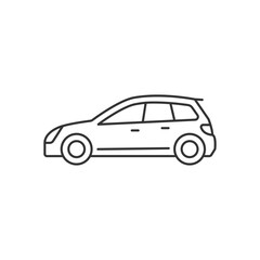 Obraz premium Hatchback linear icon. Cheap sports car. Auto with two-box design. Access to cargo area. Thin line customizable illustration. Contour symbol. Vector isolated outline drawing. Editable stroke