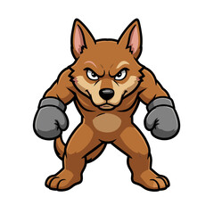 Fototapeta premium Cartoon Dog Wearing Boxing Gloves Standing Ready for Fight
