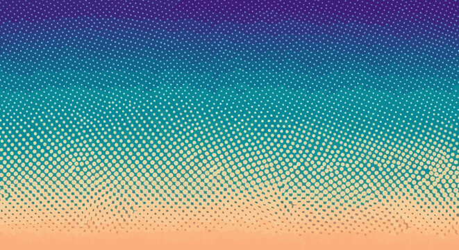 Blue and yellow halftone dot gradient background in retro style