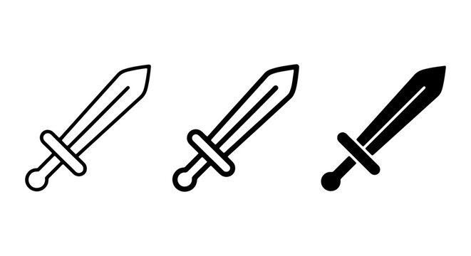 Medieval Sword Icons, Vector Graphics, Warrior Weapon Symbols, Fantasy Blade Designs