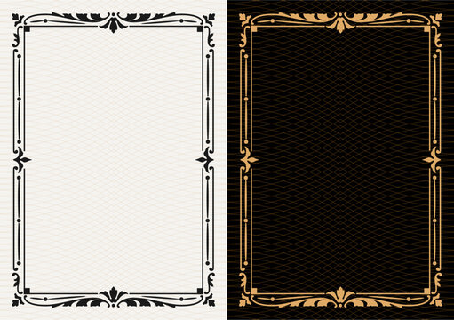 Luxury frame invitation card background vector. Elegant classic antique design, gold lines t, sparkle on black background. Premium design illustration for gala card, grand opening, art deco, magazine.