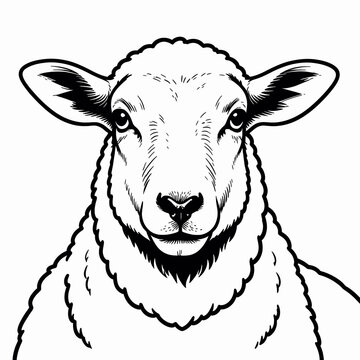 Close-up Illustration of a Sheep'S Face with Detailed Fur Texture