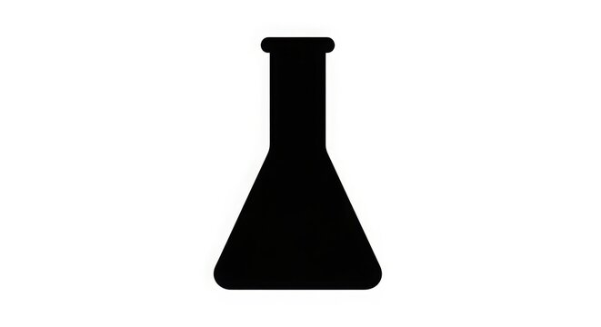 Erlenmeyer flask silhouette, laboratory glassware for chemical experiments and research.