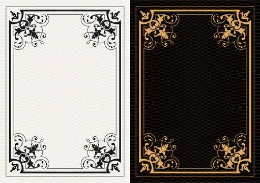 Luxury frame invitation card background vector. Elegant classic antique design, gold lines t, sparkle on black background. Premium design illustration for gala card, grand opening, art deco, magazine.