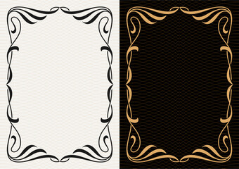 Luxury frame invitation card background vector. Elegant classic antique design, gold lines t, sparkle on black background. Premium design illustration for gala card, grand opening, art deco, magazine. © pgmart