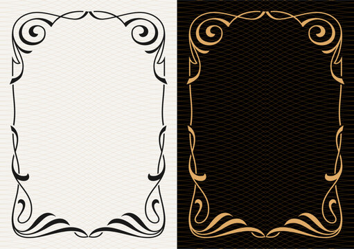 Luxury frame invitation card background vector. Elegant classic antique design, gold lines t, sparkle on black background. Premium design illustration for gala card, grand opening, art deco, magazine.
