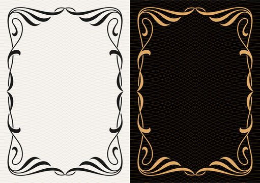 Luxury frame invitation card background vector. Elegant classic antique design, gold lines t, sparkle on black background. Premium design illustration for gala card, grand opening, art deco, magazine.