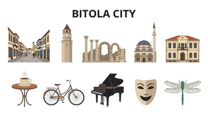 Bitola City Collection of Landmarks and Cultural Icons. © zyaa