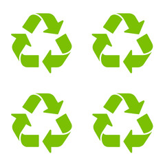 Fototapeta premium Green Recycling Symbols Arranged in Grid Pattern on White Background