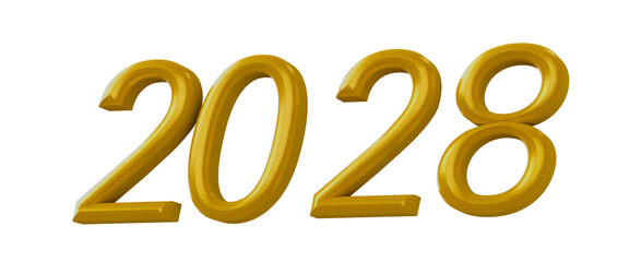 Golden numbers 2028 on white background. Ideal for New Year greetings, future concepts, and event in © vegefox.com