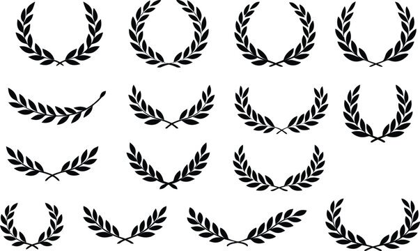 Laurel wreath collection featuring various branch styles for awards and decoration.