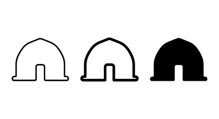 Simple Dome Building Icons, Minimalist Architectural Symbols, Outline and Solid Shapes © Rakib