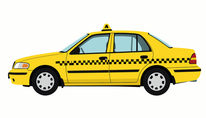 Obraz premium Yellow Taxi Cab Side View Illustration