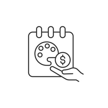 Paid sabbatical leave linear icon. Employee vacation. Extended break from job. Increase wellbeing. Thin line customizable illustration. Contour symbol. Vector isolated outline drawing. Editable stroke