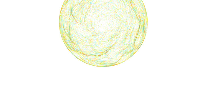 A vibrant sphere composed of countless tiny, colorful particles swirling in a dynamic, organic patte