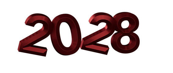 2028 year in red 3D text. Perfect for New Year's greetings, calendars, and future concept © vegefox.com