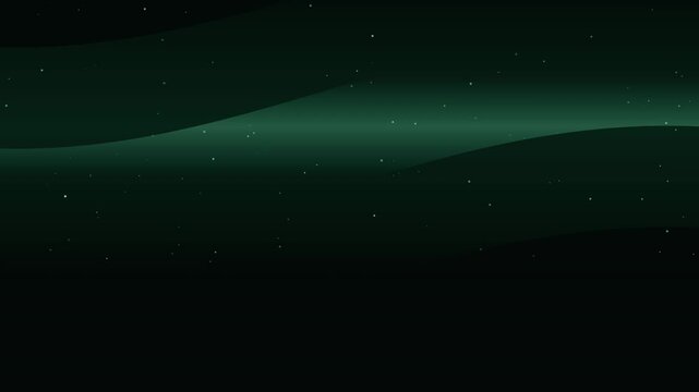 深緑エメラルドのミニマルなオーロラ1本が宿る神秘の星空