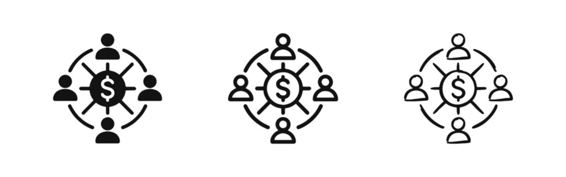 Crowdfunding Social Financial Network Icon Set