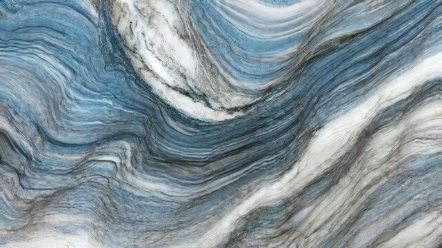 Animated abstract background of blue and white marble veins flowing in a sophisticated pattern.