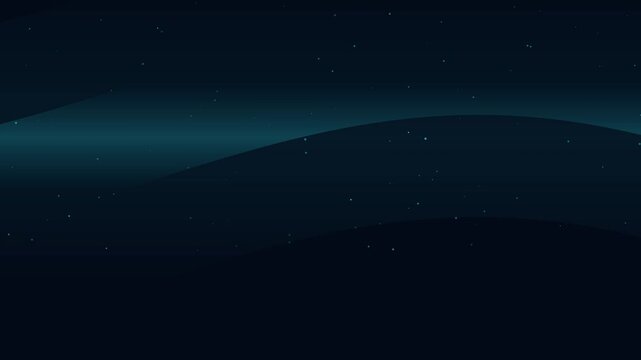 深海ブルーのミニマルなオーロラ1本が漂う静寂の星空背景