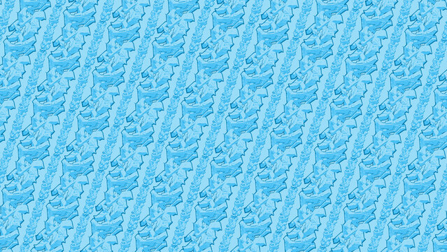 Light Blue Wildstyle Graffiti Letter Seamless Pattern Urban Street Art