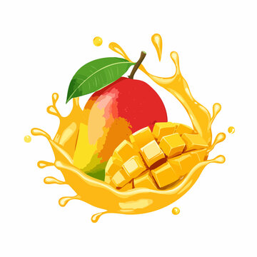 Fresh Mango Splash with Juice and Slices