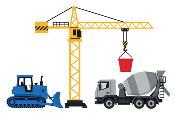 Construction vehicles and crane. © iwak