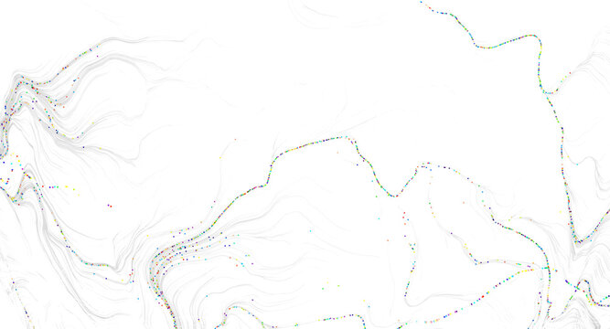 Abstract design with delicate lines, colorful dots and a white backdrop for a modern, min