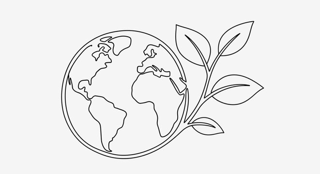 Earth and Leaf Symbol: Sustainability Concept, Eco-Friendly Illustration