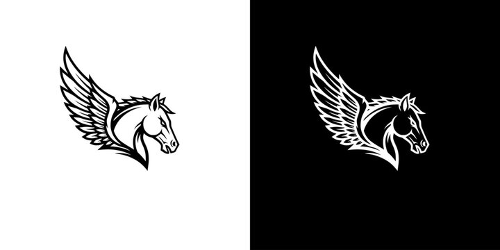 Elegant Pegasus Head Silhouette - A Symbol of Myth and Grace.