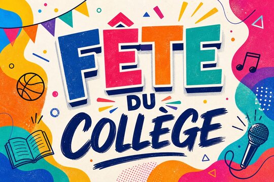 Affiche avec le texte F&ecirc;te du coll&egrave;ge