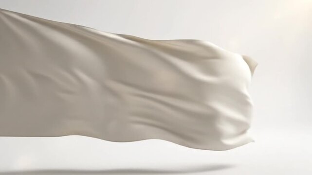 Graceful white flag gently waving against a bright background, symbolizing peace and surrender with elegant folds