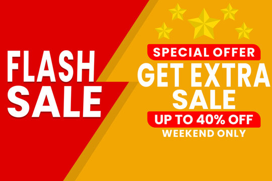 Flash Sale Weekend Special Offer Banner and 40 Percent Discount
