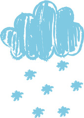 Fototapeta premium Cloud Snowfall Crayon Sketch